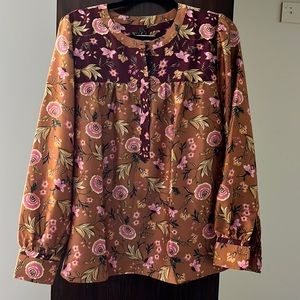 LOFT floral print blouse size L